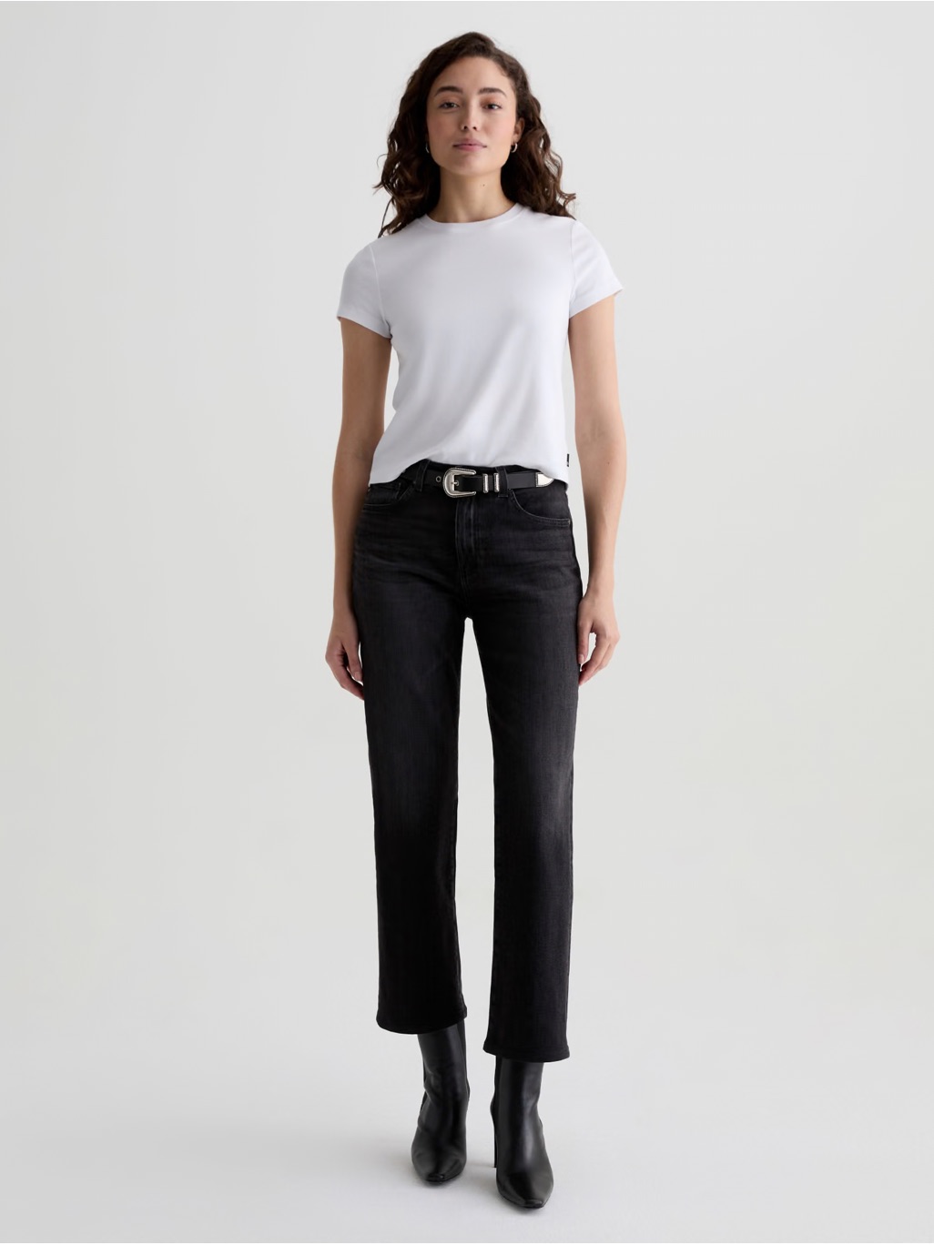 Ag Adriano Goldschmied Brinley Women’s Straight Jeans In Black Wash Size 25